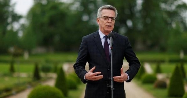 German Interior Minister Thomas de Maiziere gives a statement at the German government guesthouse Meseberg Palace, Germany, May 24, 2016.