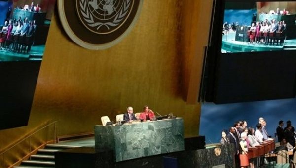 The U.N. General Assembly before a vote on the Security Council members