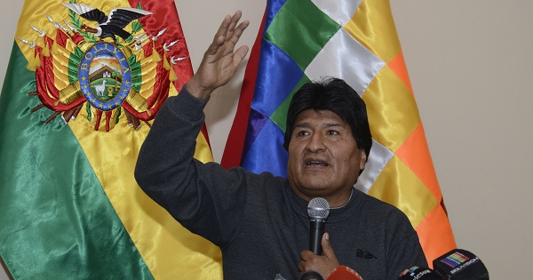 Bolivian President Evo Morales addresses the media during a press conference from the presidential palace, La Paz, Bolivia, June 30, 2016.