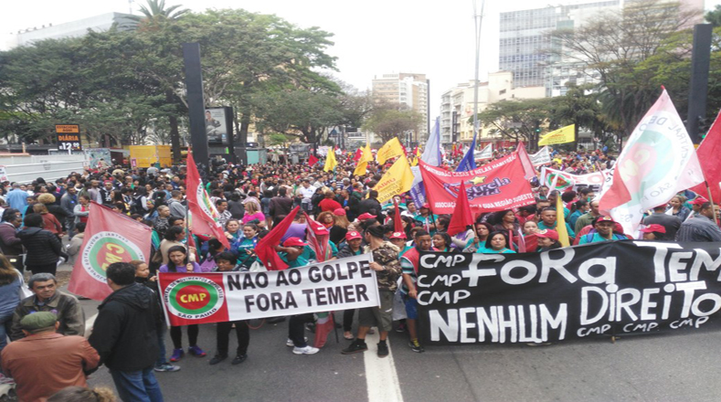 Sao Paulo saw Sunday protests against the coup and against interim President Michel Temer