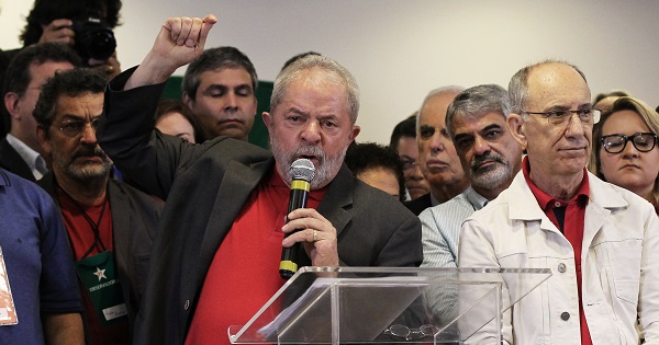 Brazil's former President Luiz Inacio Lula da Silva talks to the journalists during a press conference in Sao Paulo, Brazil, Sept. 15, 2016.