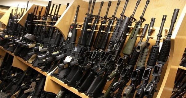 AR-15 rifles line a shelf in the gun library at the U.S. Bureau of Alcohol, Tobacco and Firearms National Tracing Center in Martinsburg, December 15, 2015.