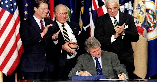 President Bill Clinton trumpeted NAFTA's labor protections when he signed the deal into law in 1993.