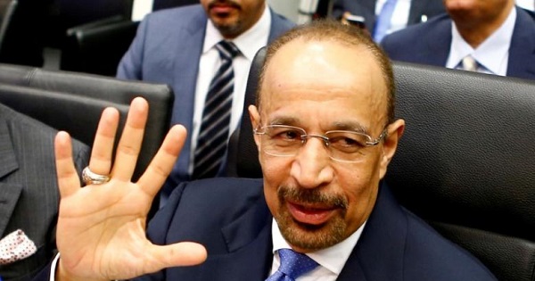 Saudi Arabia's Energy Minister Khalid al-Falih talks to journalists before a meeting of OPEC oil ministers in Vienna, Austria, June 2, 2016.