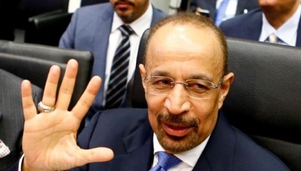 Saudi Arabia's Energy Minister Khalid al-Falih talks to journalists before a meeting of OPEC oil ministers in Vienna, Austria, June 2, 2016.