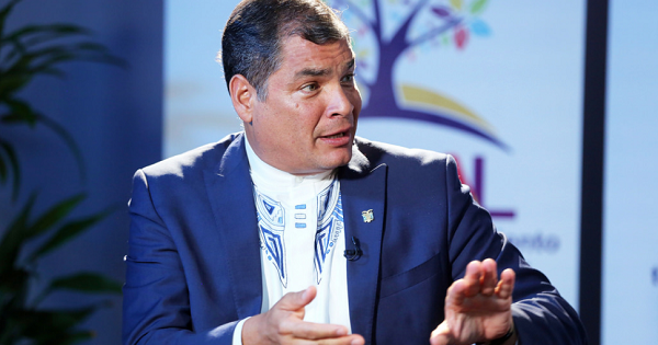 Ecuadorean President Rafael Correa speaks to teleSUR during the Non-Aligned Movement summit in Margarita, Venezuela, Sept. 17, 2016.