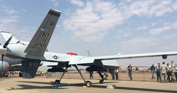 The MQ-9 Reaper Drone on display at Waterkloof Air Force Base, Pretoria, South Africa.