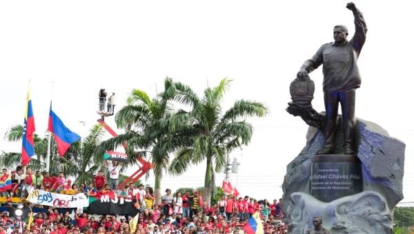Statue of the late socialist leader Hugo Chavez designed by Russian artist Sergei Kazantsev.