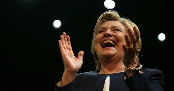 U.S. Democratic presidential nominee Hillary Clinton greets the crowd after speaking at a fundraiser in San Francisco, California, U.S. October 13, 2016.