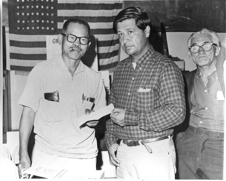 Larry Itliong formed a close relationship with Cesar Chavez. The two farmworker representatives, with their respective communities as their base, charted a new path in U.S. labor organizing during the historic Grape Strike of 1965.