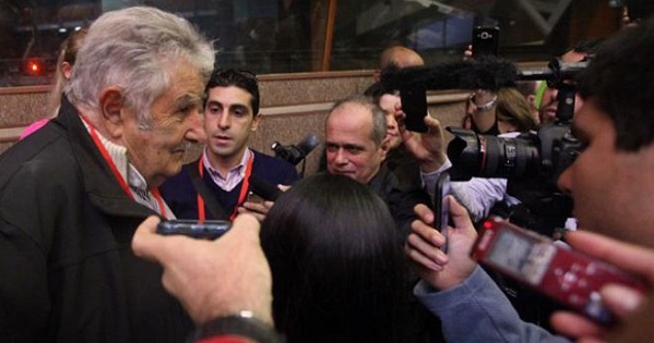 Former Uruguayan President Pepe Mujica speaks to media on a previous trip to Havana during the Cuba Forum.