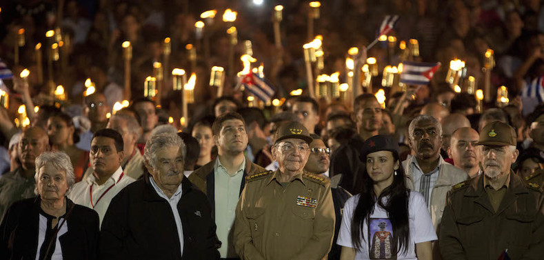 Jose Mujica Attends Huge Torchlit Rally for Jose Marti in Cuba