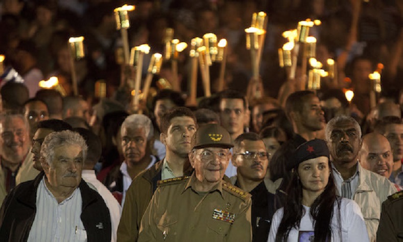 Jose Mujica Attends Huge Torchlit Rally for Jose Marti in Cuba