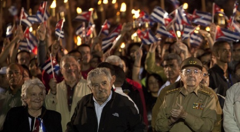 Jose Mujica Attends Huge Torchlit Rally for Jose Marti in Cuba