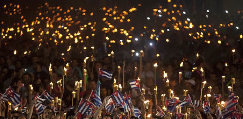 Jose Mujica Attends Huge Torchlit Rally for Jose Marti in Cuba