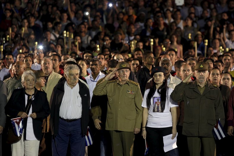 Jose Mujica Attends Huge Torchlit Rally for Jose Marti in Cuba