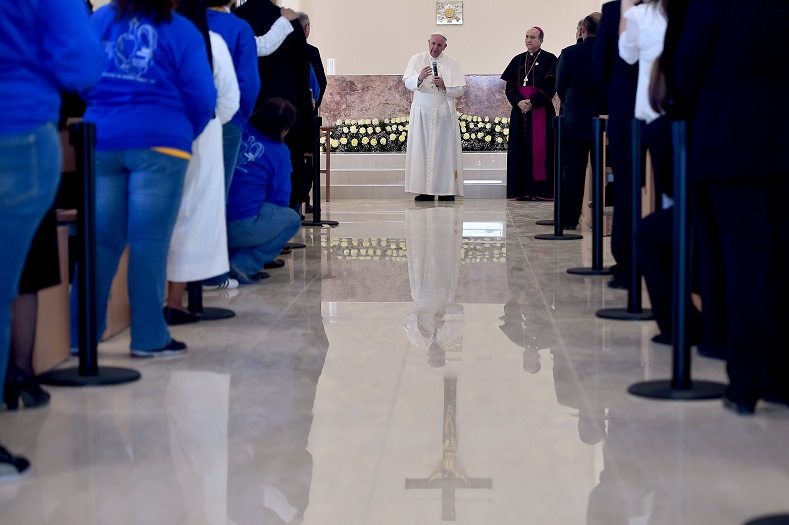 Pope Francis visits the CeReSo No. 3 penitentiary in Ciudad Juarez, Mexico, Feb. 17, 2016. 