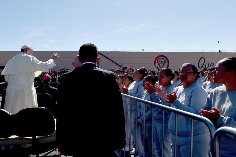 The pope chose the 3,000-capacity state prison of Ciudad Juarez as the jail to visit on the last day of his five-day visit to Mexico.