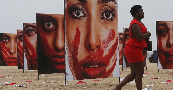 An art installation on Rio de Janeiro's Copacabana beach calls attention to femicide and the culture of gender violence in Brazil.