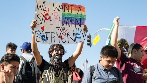 Hundreds of students came out to protest.