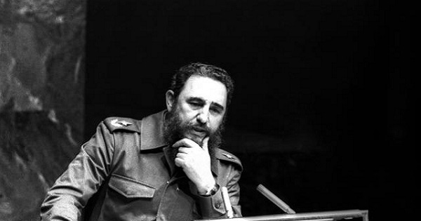 Fidel Castro addresses the audience as president of Non-Aligned Movement at UN, Oct. 12, 1979.