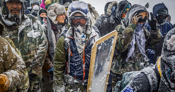 Dakota Pipeline Protests brave blizzards earlier in December.