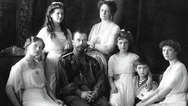 Nicholas II of Russia with his family in a 1913 portrait.