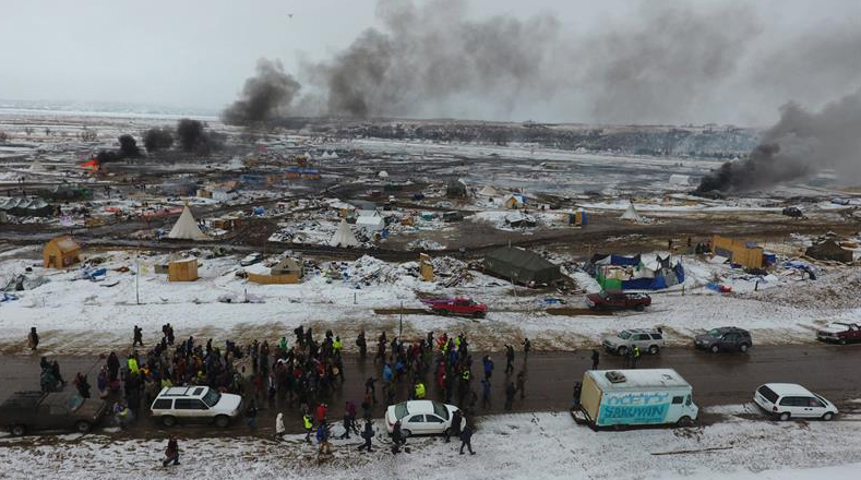 The encampment has stood since August on U.S. Army Corps of Engineers property at the edge of the Standing Rock Sioux Reservation near Cannon Ball, North Dakota, about 40 miles south of Bismarck, the state capital.