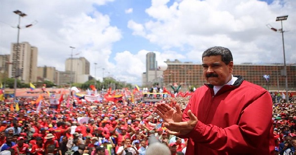 President Nicolas Maduro addresses a crowd of government supporters, eager to defend the government against opposition calls for a recall referendum.