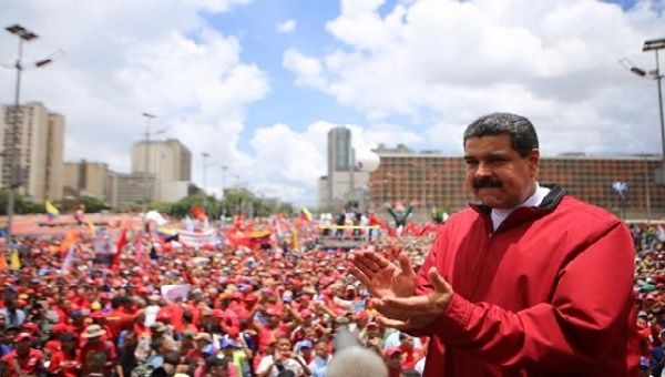 President Nicolas Maduro addresses a crowd of government supporters, eager to defend the government against opposition calls for a recall referendum.