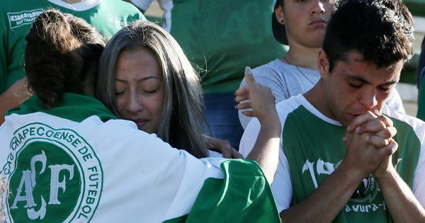 Chapecoense fans honoring the victims of the team's tragic 2016 plane crash.