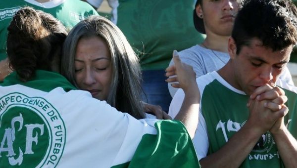 Chapecoense fans honoring the victims of the team's tragic 2016 plane crash.