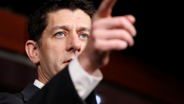 Speaker of the House Paul Ryan speaks to the media on Capitol Hill in Washington, March 16, 2017.