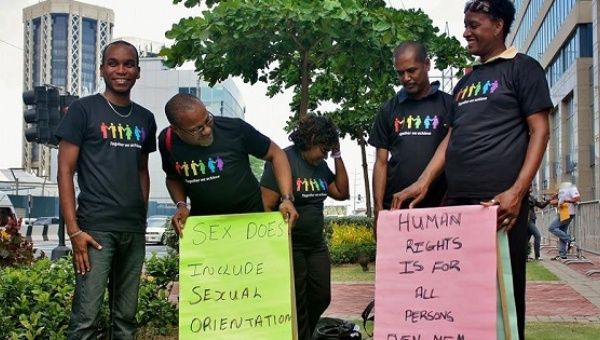 LGBTQI activists from CAISO during an International Day Against Homophobia and Transphobia event