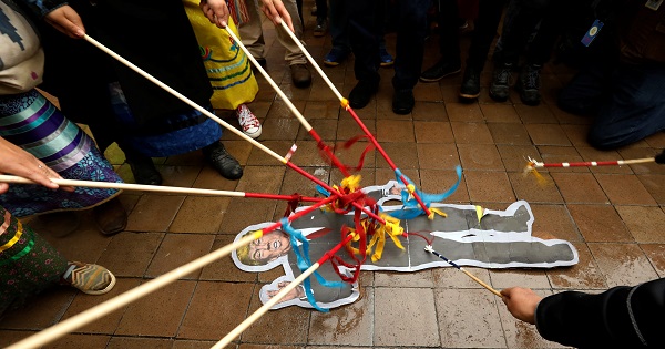 Indigenous leaders protest the Dakota Access and Keystone XL pipelines in Washington.