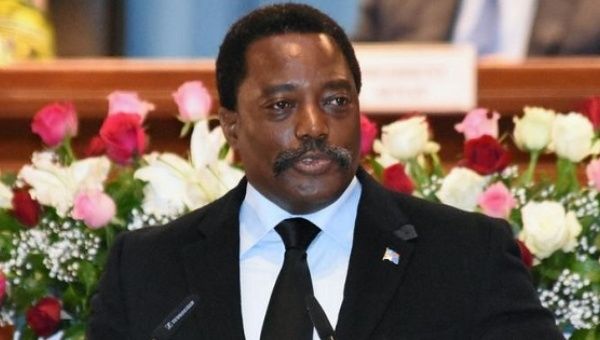 Democratic Republic of Congo's President Joseph Kabila addresses the nation at Palais du Peuple in Kinshasa.