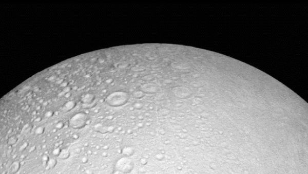 The north pole of Saturn’s icy moon Enceladus is seen in an image from NASA’s Cassini spacecraft taken October 14, 2015. 