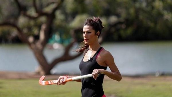 Photo provided on Apr. 27, 2017 showing Argentine field hockey player Jessica Millaman, during an interview with EFE in Buenos Aires, Argentina on Apr. 26, 2017. 