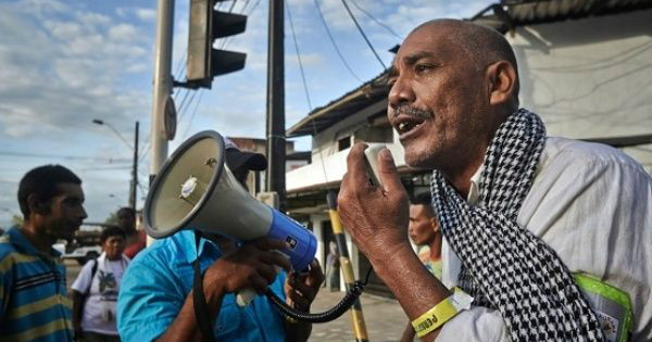 A resident from Choco demonstrates during the civil strike.