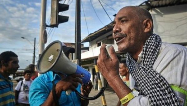 A resident from Choco demonstrates during the civil strike.