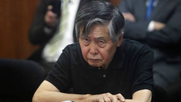 Former President of Peru Alberto Fujimori during court proceedings.