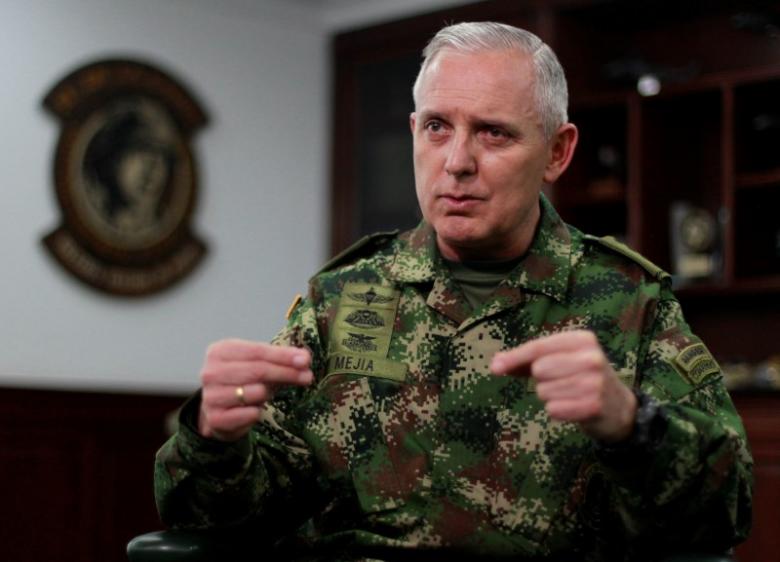 Alberto Mejia, Commander of the Colombian National Army, gestures during an interview with Reuters in Bogota, Colombia, July 6, 2016.
