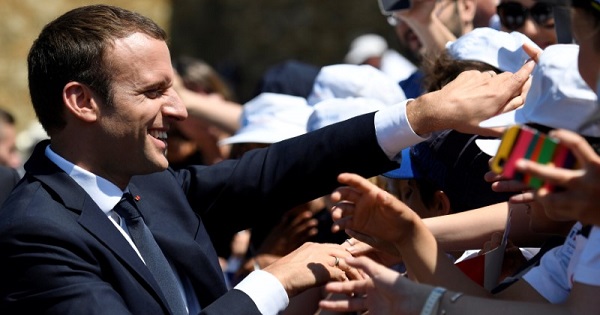 Macron attends a ceremony marking the 77th anniversary of late French General Charles de Gaulle's 1940 appeal at the Mont Valerien memorial in Suresnes.