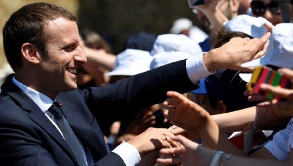 Macron attends a ceremony marking the 77th anniversary of late French General Charles de Gaulle's 1940 appeal at the Mont Valerien memorial in Suresnes.