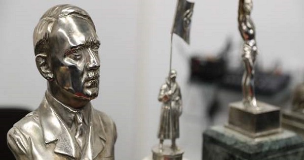 The bust of Adolf Hitler, one of 75 artifacts found.