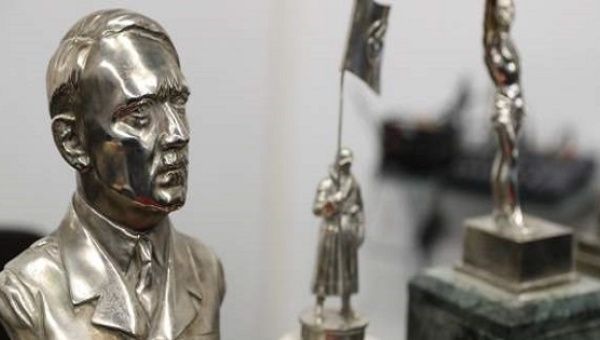 The bust of Adolf Hitler, one of 75 artifacts found.