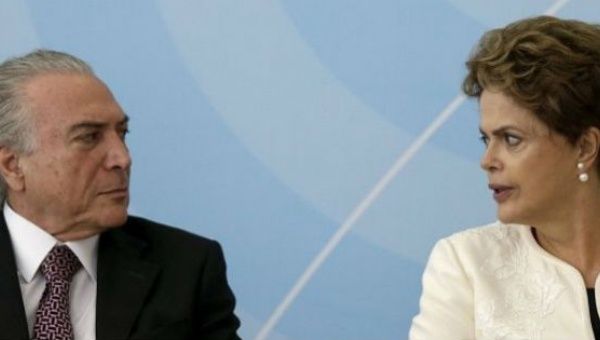 Brazilian President Michel Temer (L) and former Brazilian President Dilma Rousseff (R)