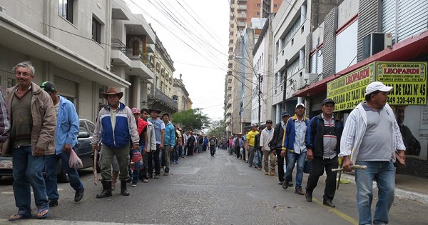 The campesinos have been mobilizing to call for the cancellation of their debts ahead of Wednesday's votes.