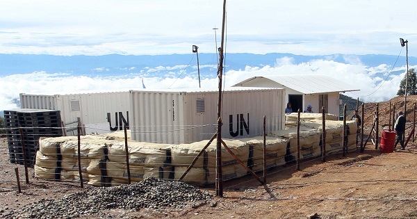 U.N. containers hold the weapons handed over by the FARC.