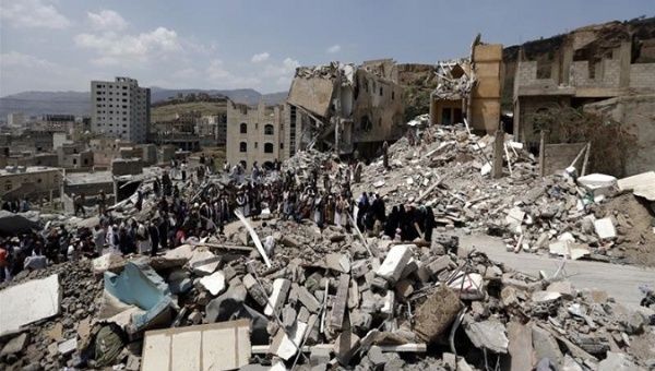 Friday's air attack toppled residential blocks in Sanaa's Faj Attan neighbourhood.